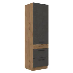 Vysoká skříňka VEGA 60 DKS-210 3S 1F, dub lancelot / šedá matná (60 x 210) cm