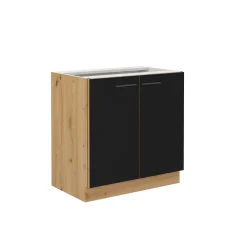 Spodní kuchyňská skříňka Monro 80 D 2F BB, černý mat / dub artisan (80 x 82) cm