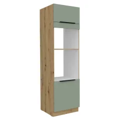 Vysoká skříňka na troubu a mikrovlnou troubu, aquamarine/dub artisan, ARSANY 60 DPM-210 2F