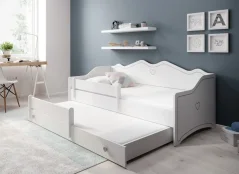 Dvojitá postel s matracemi EMKA II Gray 160x80 bílá (85 x 70) cm