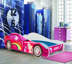 Postel s matracem CAR PINK 140x70 růžová (74 x 48) cm – matrace v ceně – lůžko je připravené hned po montáži
