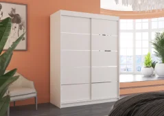 Skříň posuvná LUFT 150 bílá (150 x 200) cm – 6 polic pro přehledné uložení