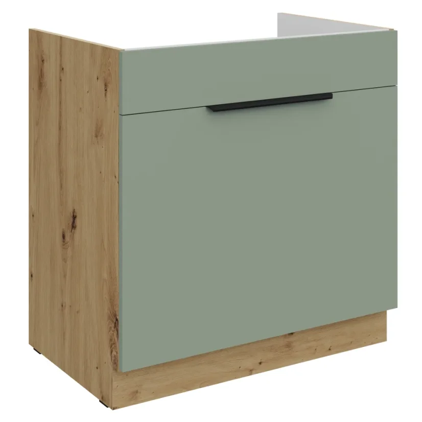 Dřezová skříňka, aquamarine/dub artisan, ARSANY 80 ZL 1S BB