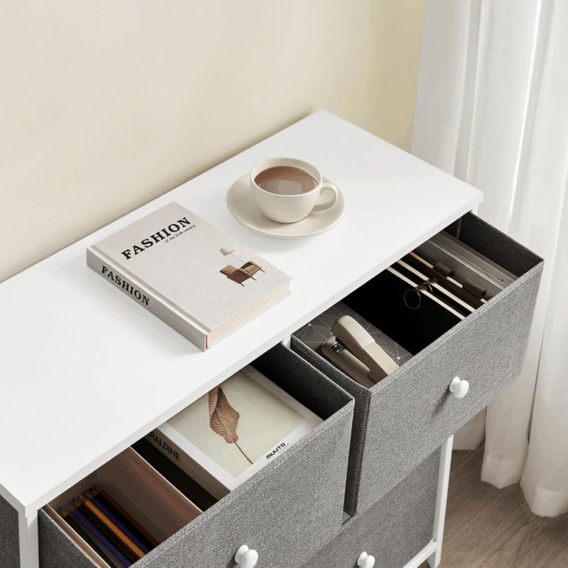 Komoda 80x30x71cm, kov, šedá, AUK-E1032 GREY - Barva: bílá#eup349562euv2