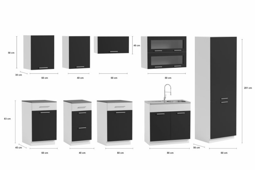 Luxusní kuchyň STAR I 300 v lesklém provedení - Vyberte rozměry: 300 cm, Dvířka: Lesk linka Šedá