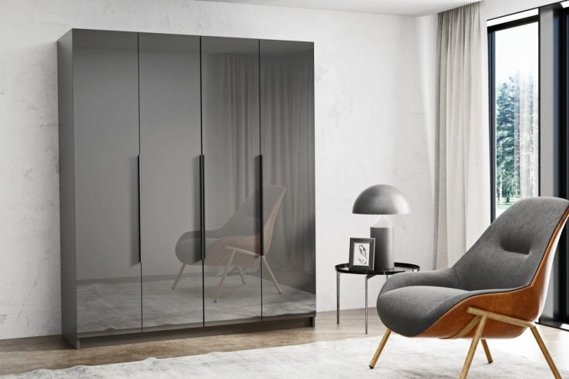 Šatní skříň PRADA 160 šedá lesk