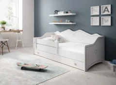 Postel s matracem EMKA Gray 160x80 bílá (85 x 70) cm – 1 zásuvka na lůžkoviny místo další komody