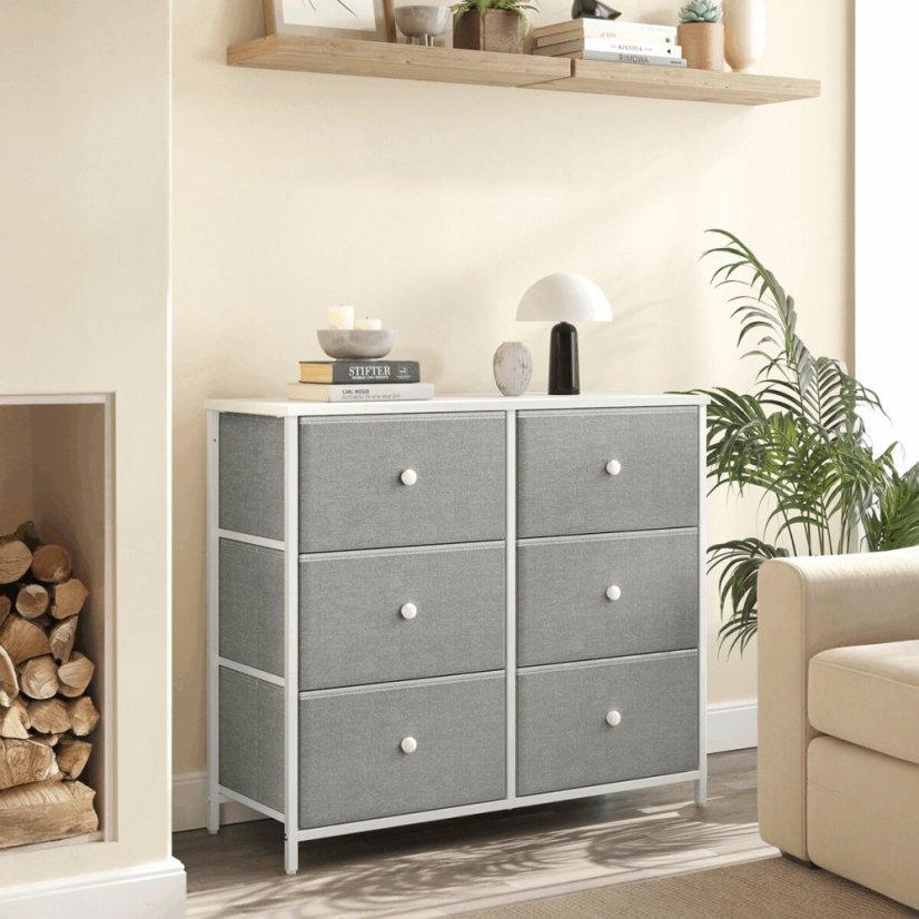 Komoda 80x30x71cm, kov, šedá, AUK-E1032 GREY - Barva: bílá#eup349562euv2