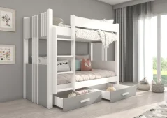 Patrová dvoulůžková postel ARTA 200x90 – šedá (214 x 103) cm – 2 zásuvky na lůžkoviny místo další komody