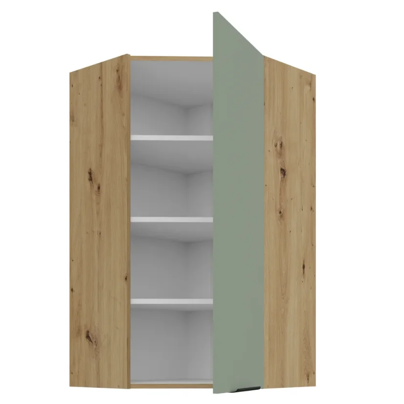 Horní rohová skříňka, aquamarine/dub artisan, ARSANY 60x60 GN-108 1F