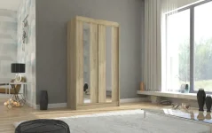 Skříň posuvná se zrcadlem BALTON 120 sonoma (120 x 215) cm – 6 polic pro přehledné uložení
