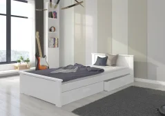 Postel ALDEX 200x90 bílá (99 x 72) cm – 2 zásuvky na lůžkoviny místo další komody