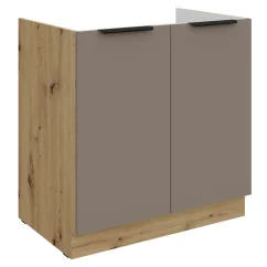 Dřezová skříňka FRISBO 80 ZL 2F BB, sandgrau/dub artisan (80 x 82) cm