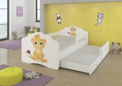 Dvojitá postel s bariérkou a matracemi CASIMO II LION 160x80 bílá (88 x 63) cm