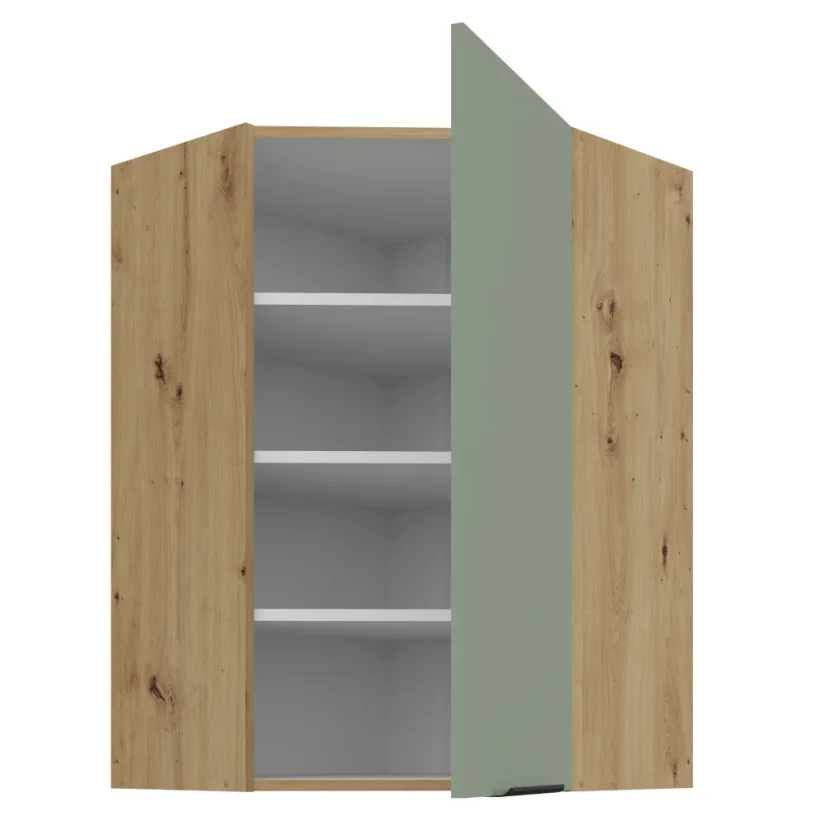 Horní rohová skříňka, aquamarine/dub artisan, ARSANY 60x60 GN-90 1F