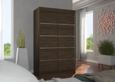 Skříň posuvná BENISSO 120 choco (120 x 200) cm – 6 polic pro přehledné uložení