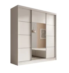 Šatní skříň s posuvnými dveřmi Keri 200 bílá (kód WS) (200 x 215) cm – 8 polic pro přehledné uložení
