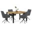 Jídelní stůl MDF divoký dub, kov černý mat (140 x 88) cm – deska tl. 100 mm