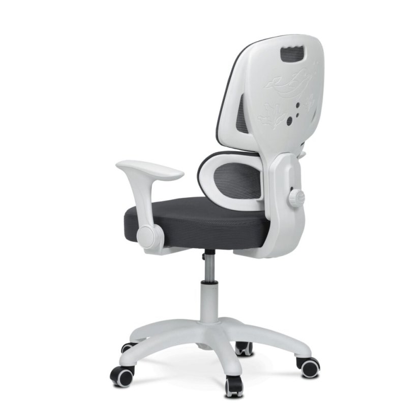 Dětská židle, výškově nastavitelná, šedá síťovina, KA-K1063 GREY