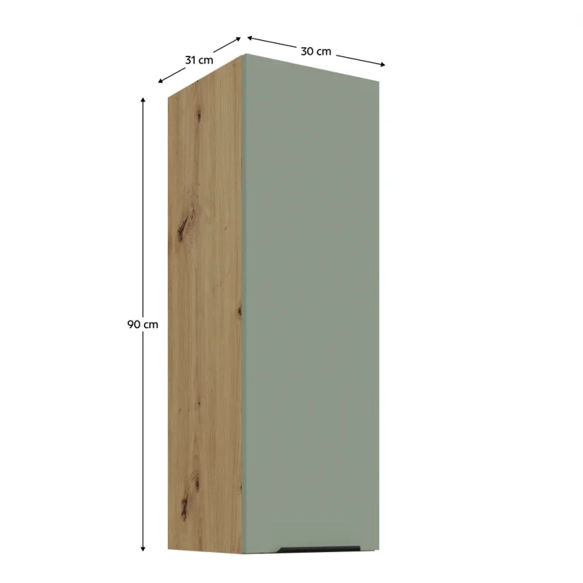 Horní skříňka ARSANY 30 G-90 1F, aquamarine/dub artisan (30 x 90) cm