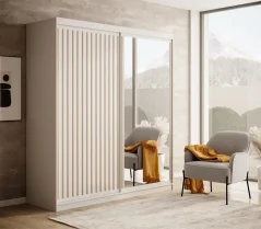 Posuvná skříň Delia 180 bílá (180 x 205) cm – 5 polic pro přehledné uložení