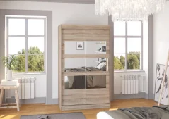 Skříň posuvná se zrcadlem KOLORADO 120 lanýž (120 x 200) cm – 6 polic pro přehledné uložení