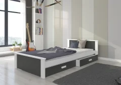 Postel ALDEX 180x80 – uhlová bílá (86 x 72) cm – 2 zásuvky na lůžkoviny místo další komody