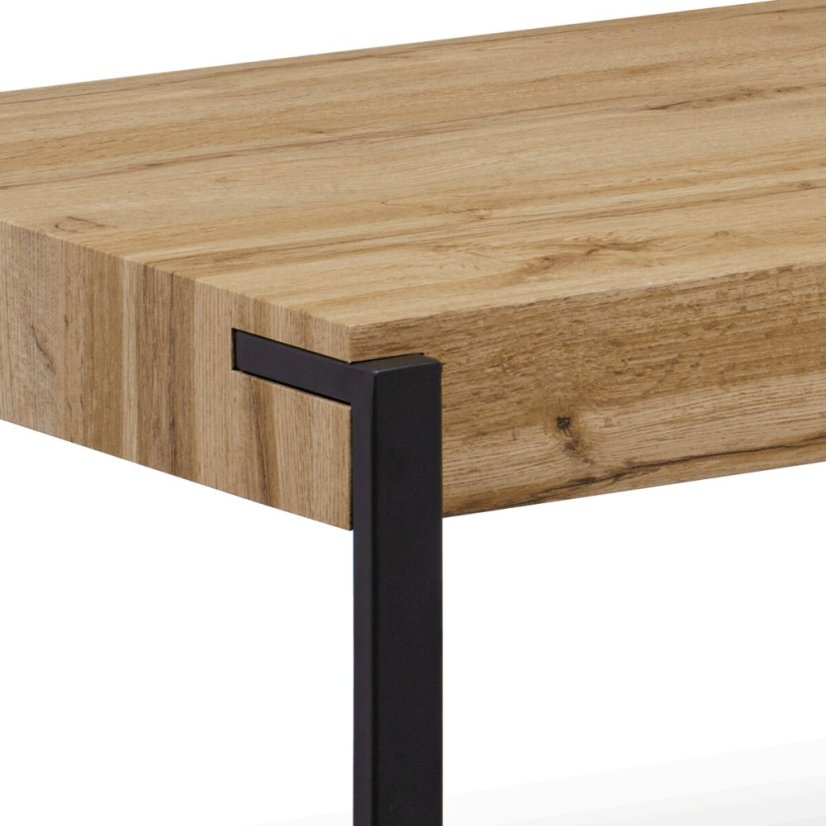 Konferenční stolek 110x60x43, deska MDF dekor divoký dub tloušťka 100mm, kov černý mat