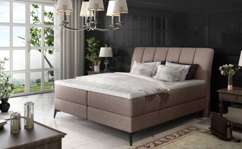 Kontinentální postel Boxspring ADELINE béžová - Vyberte rozměry: 160  x 200 cm