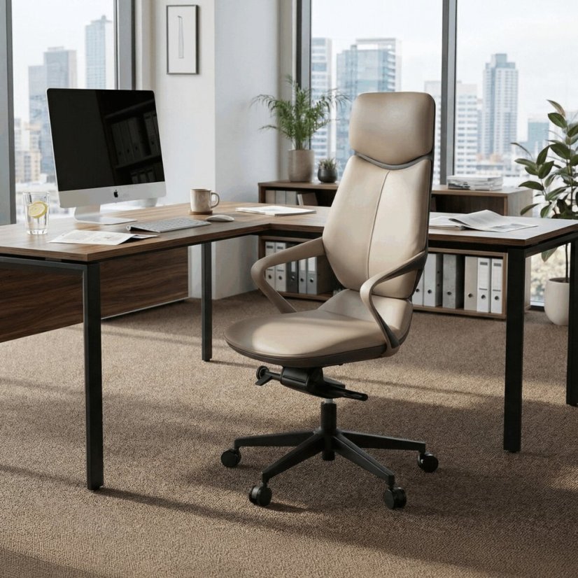 Kancelářské křeslo, houpací mechanismus, šedá ekokůže, KA-T8426 GREY