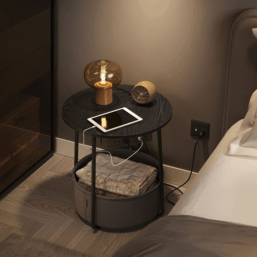 Odkládací stolek 45x45x50cm, mdf, černá, AKF-E1028 BK