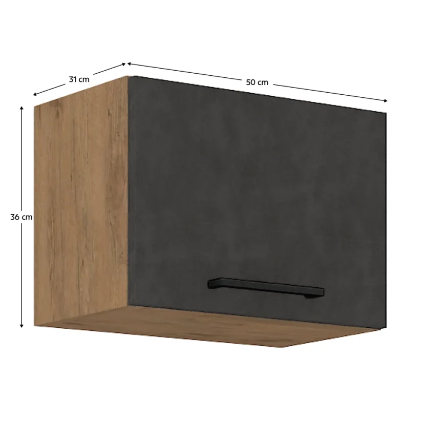 Horní skříňka VEGA 50 GU-36 1F, dub lancelot / šedá matná (50 x 36) cm