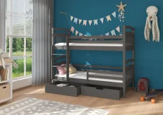 Dvoulůžková patrová postel ADA 200x90 grafitová (97 x 160) cm – 2 zásuvky na lůžkoviny místo další komody