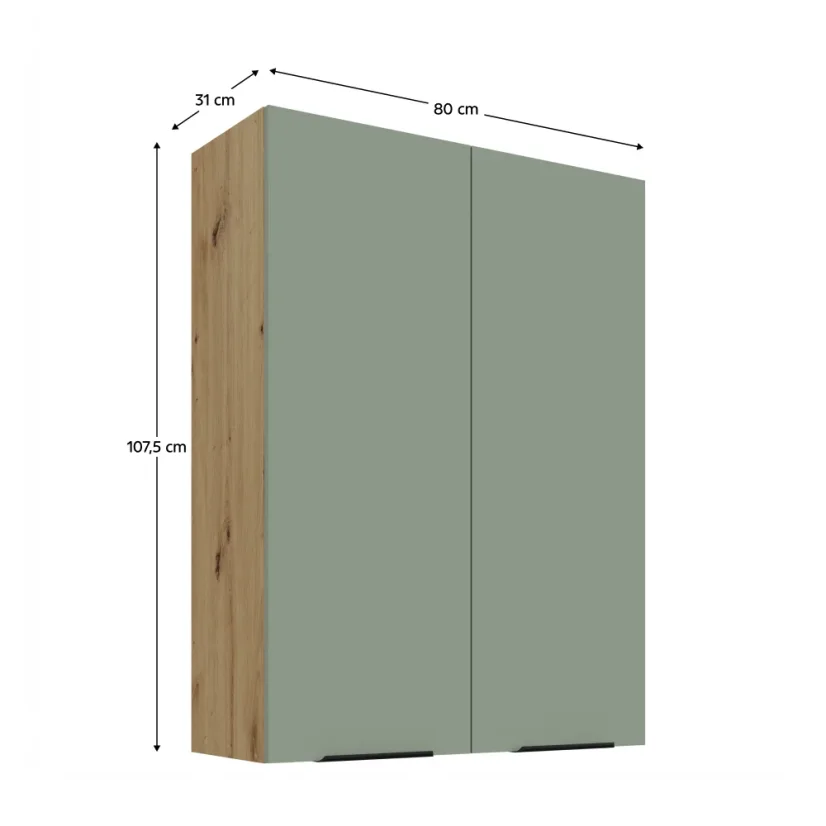 Horní skříňka ARSANY 80 G-108 2F, aquamarine/dub artisan (80 x 107,5) cm