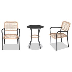 Zahradní set 1+2, stůl 60x60, židle umělý ratan barva přírodní, kov antracit