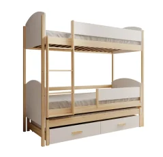 Třílůžková dětská postel Leia 180x80 – borovice (86 x 185) cm – 2 zásuvky na lůžkoviny místo další komody