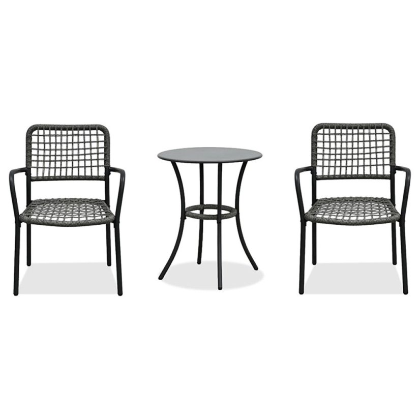 Balkónový set 1+2, stůl 60x60, židle umělý ratan barva antracit,  kov antracit