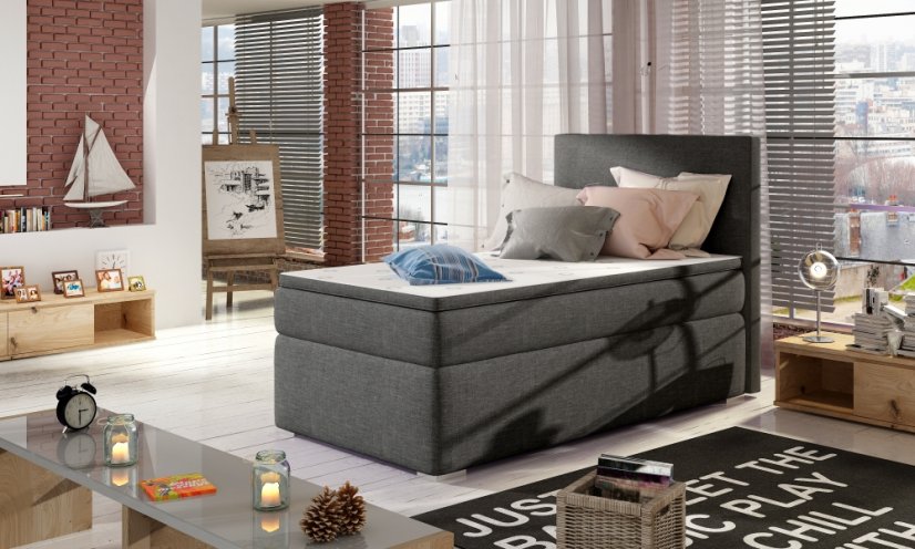 Kontinentální postel Boxspring RICCO šedá 90x200cm - Vyberte rozměry: 90x200cm