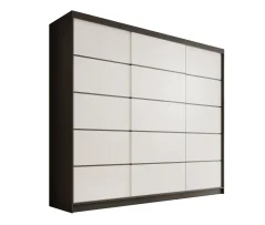Posuvná skříň Andy 250 černá – bílá (250 x 215) cm – 12 polic pro přehledné uložení