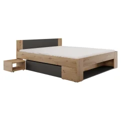 Postel s úložným prostorem, 180x200 UNIS, dub artisan/antracit (185 x 203,6) cm – spací plocha 180 x 200 cm