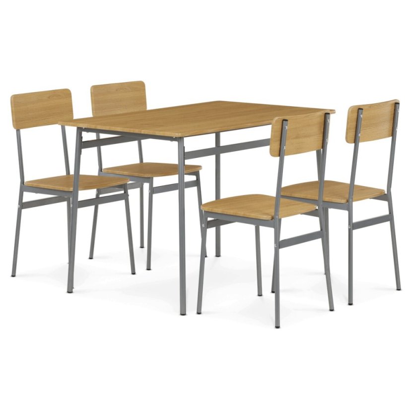 Jídelní set s 4 židlemi, 110x70x76cm, mdf, divoký dub, AUT-O2156 OAK - Barva: bílá#eup349669euv3