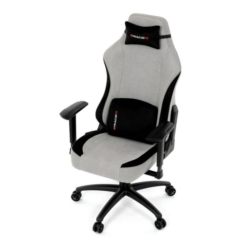 Herní křeslo, houpací mechanismus, stříbrná látka, KA-F12 SIL2