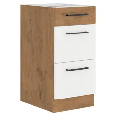 Spodní skříňka VEGA D40 3S BB, bílá extra vysoký lesk HG / dub lancelot (40 x 82) cm