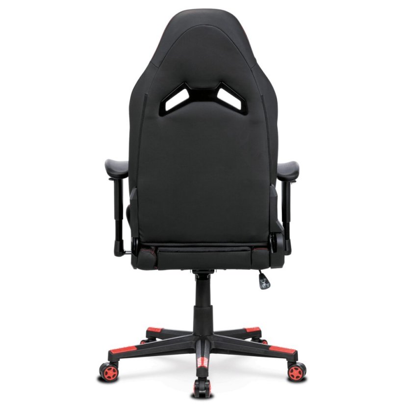 Herní křeslo ERACER, černá sametová látka a ekokůže, houpací mechanismus, opěrák