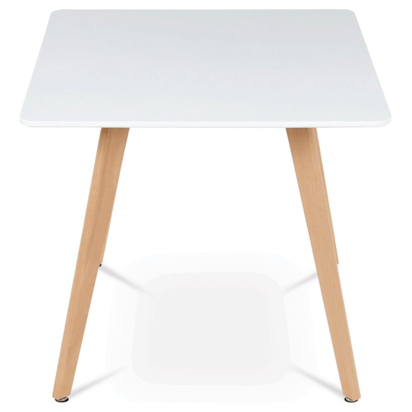 Jídelní stůl 80x80x75 cm, MDF, bílý matný lak, masiv buk