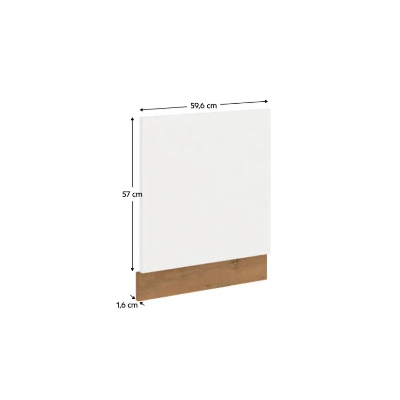 Dvířka na vestavnou myčku nádobí VEGA ZM 570x596, dub lancelot / bílá extra vysoký lesk HG