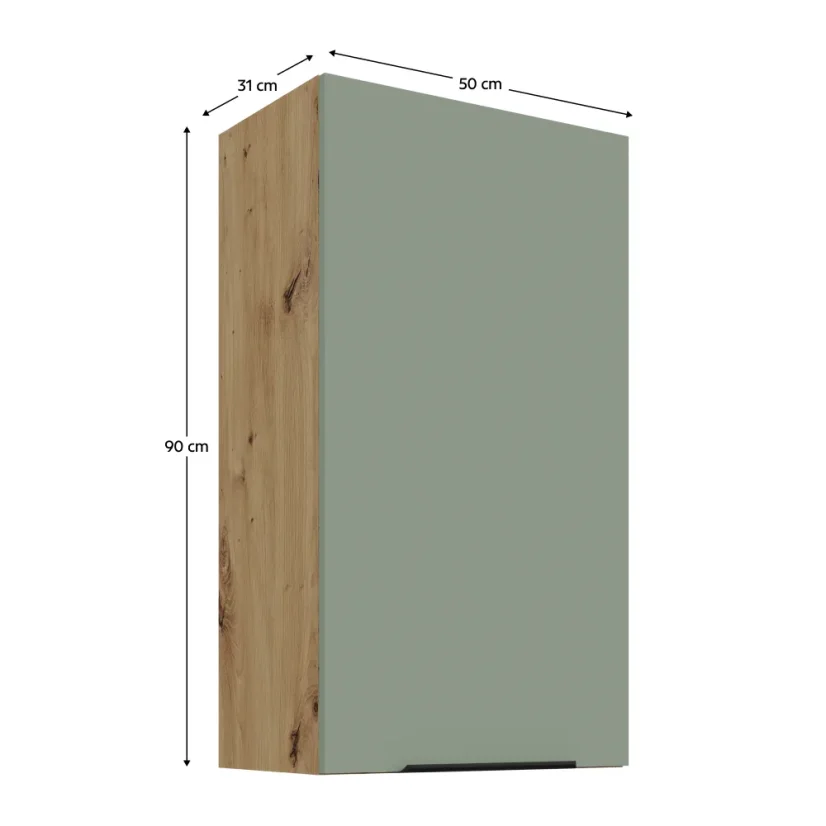 Horní skříňka ARSANY 50 G-90 1F, aquamarine/dub artisan (50 x 90) cm