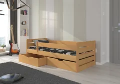 Postel BEMMA 200x90 buk (97 x 63) cm – 2 zásuvky na lůžkoviny místo další komody