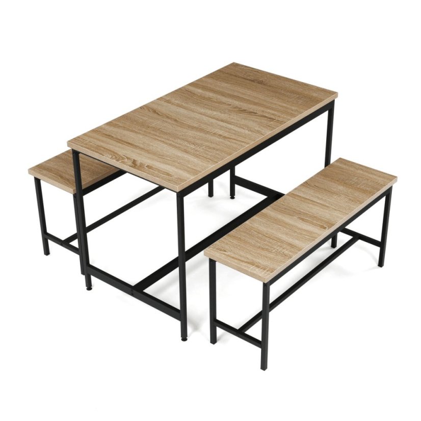 Jídelní set s 2 lavicemi, 110x60x75cm, mdf, dub, AUT-G1175 OAK