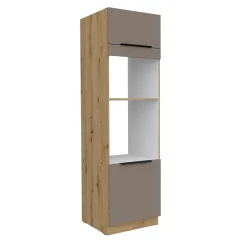 Vysoká skříňka na troubu a mikrovlnou troubu, sandgrau/dub artisan, FRISBO 60 DPM-210 2F